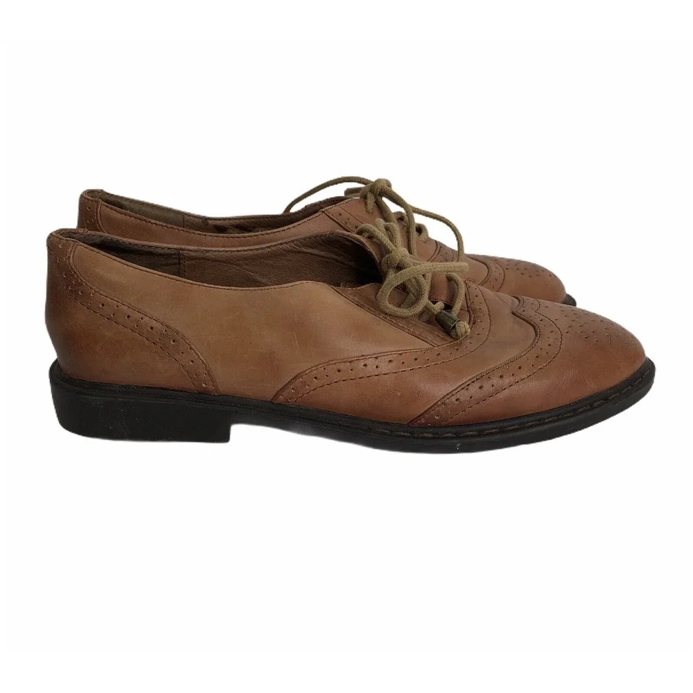 Jeffrey Campbell Havana Women Tan Wing-Tip Oxford Lace Shoes‎ Leather Flat 8.5 M